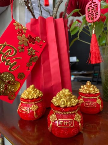 Hũ túi vàng sứ để bàn thần tài (Phúc) | Phụ Kiện Decor trang trí | Mã DECORTET022 | Tổng kho phân phối đồ dùng 1 lần 1lan.vn