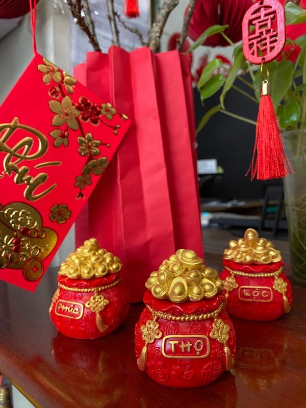 Hũ túi vàng sứ để bàn thần tài (Phúc) | Phụ Kiện Decor trang trí | Mã DECORTET022
