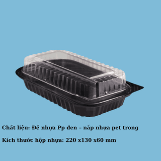 Hộp nhựa HT17 - Thân PS đen + Nắp PET trong  (BL) - 50 bộ/ bag, 10 bags/ thùng - ảnh 5