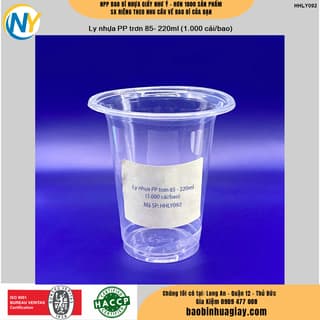 Ly nhựa PP trơn D85- 220ml (1.000 cái/bao) - ảnh 2