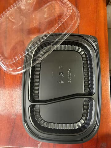 Hộp nhựa HT203 - 2 ngăn (Thân PS đen + Nắp PET) - 50 bộ/ túi, 4 túi/ thùng | HỘP NHỰA HT - HỘP CÓ NGĂN - KHÔNG NGĂN | Mã HHHN143_01 | Tổng kho phân phối đồ dùng 1 lần 1lan.vn