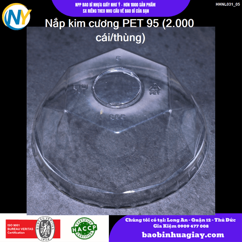 Nắp kim cương PET D95 (S95) (LP) (2.000 cái/thùng) | NẮP CẦU | Mã HHNL031_05 | Tổng kho phân phối đồ dùng 1 lần 1lan.vn