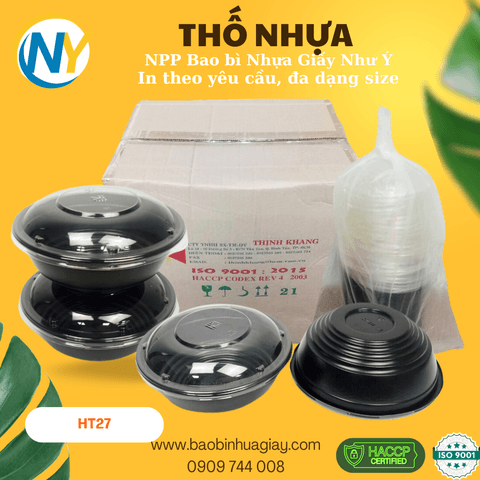 Hộp nhựa HT27(PP đen) | HỘP NHỰA, TÔ/THỐ NHỰA VUÔNG/TRÒN - HỘP MICROWAVE | Mã HHHN112_03 | Tổng kho phân phối đồ dùng 1 lần 1lan.vn