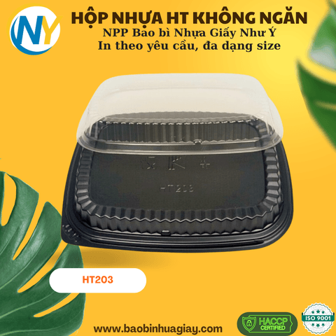 Hộp nhựa đế đen HT203 (TK)(50 bộ/lốc - 200 bộ/thùng) | HỘP NHỰA HT - HỘP CÓ NGĂN - KHÔNG NGĂN | Mã HHHN040_01 | Tổng kho phân phối đồ dùng 1 lần 1lan.vn
