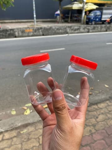 Hũ nhựa vuông nắp đỏ A048 (190ml)
 (24 hũ/lốc - 120 hũ/kiện) | HŨ NHỰA - CHAI NHỰA | Mã HHHU001_07 | Tổng kho phân phối đồ dùng 1 lần 1lan.vn