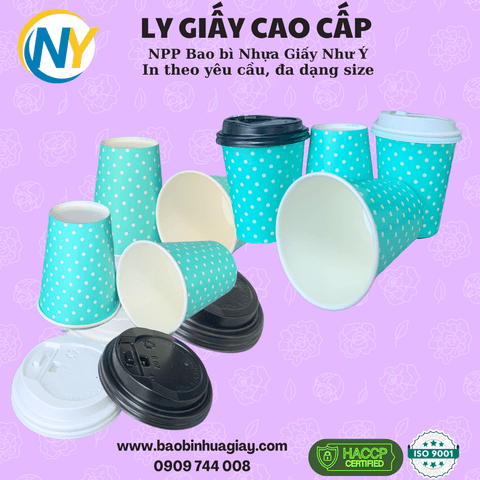 Ly giấy D80 - 8oz - 2PE (in 1 màu) - Chấm Bi (xanh mint)(BL) | LY GIẤY | Mã TPCP014_03_01_04 | Tổng kho phân phối đồ dùng 1 lần 1lan.vn