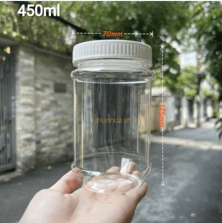 Hũ nhựa 60 tròn nắp trắng 035 (450ml)
 (12 hũ/lốc - 600 hũ/kiện) | HŨ NHỰA - CHAI NHỰA | Mã HHHU002_01 | Tổng kho phân phối đồ dùng 1 lần 1lan.vn