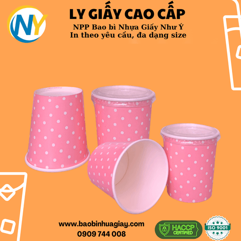 Ly giấy D61 - 4oz (mỏng) - 2PE (in 1 màu) - Chấm Bi (hồng)(BL) | LY GIẤY | Mã TPCP016_03_01_01 | Tổng kho phân phối đồ dùng 1 lần 1lan.vn