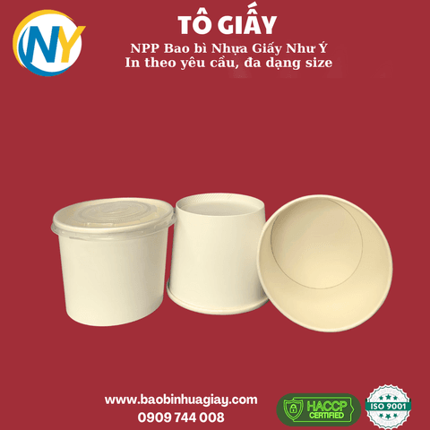 Tô giấy trắng D110 - 500ml (1PE) - 1000 cái/ thùng | TÔ GIẤY - TÔ CHÁO - TÔ PHỞ TÔ ĐỰNG MÓN NƯỚC - NẮP TÔ GIẤY | Mã TPTG029_01_01 | Tổng kho phân phối đồ dùng 1 lần 1lan.vn