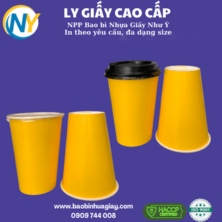 Ly giấy D90 - 14oz (2PE) (dày) (in 1 màu) - Full nền (vàng)(BL) - ảnh 2