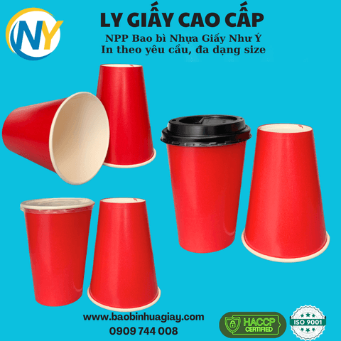 Ly giấy D90 - 14oz (2PE) (dày) (in 1 màu) - Full nền (đỏ)(BL) | LY GIẤY | Mã TPCP009_03_01_32 | Tổng kho phân phối đồ dùng 1 lần 1lan.vn