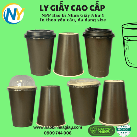 Ly giấy D90 - 14oz (2PE) (dày) (in 1 màu) - Full nền (cà phê)(BL) | LY GIẤY | Mã TPCP009_03_01_33 | Tổng kho phân phối đồ dùng 1 lần 1lan.vn