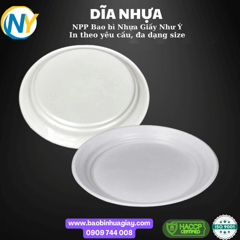 Dĩa tròn nhựa PS trắng đục đường kính 18.5cm (THH) (223) | TÔ-CHÉN-DĨA-KHAY NHỰA XỐP - DĨA BÁNH KEM | Mã HHDI009_01 | Tổng kho phân phối đồ dùng 1 lần 1lan.vn