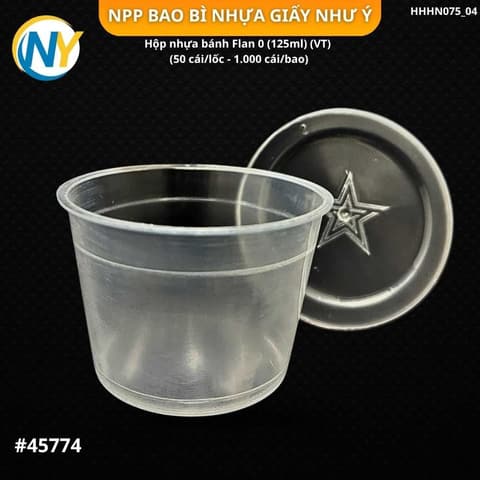Hộp nhựa bánh Flan 0 (125ml) (VT) (50 cái/lốc - 1.000 cái/bao) | HỘP SỐT - HŨ ĐỰNG TOPPING - HŨ TƯƠNG - CHÉN TƯƠNG | Mã HHHN075_04 | Tổng kho phân phối đồ dùng 1 lần 1lan.vn