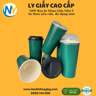 Ly giấy D90 - 20oz (In 1 màu) - Full nền (xanh lá đậm)(BL) - ảnh 2