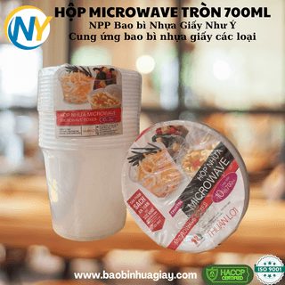 Hộp nhựa tròn microwave 700ml (trong - 10 bộ) (BK vàng) - ảnh 4