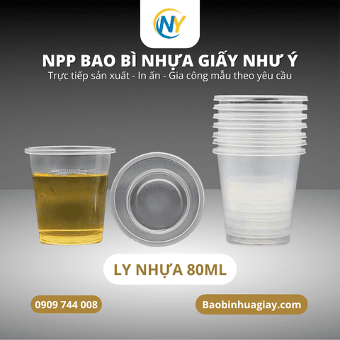 Ly PP trong đường kính D57- 80ml (57x57) (TTK) (2.000 cái/thùng) | LY NHỰA PP | Mã HHLY010_02 | Tổng kho phân phối đồ dùng 1 lần 1lan.vn