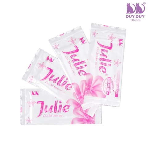 Khăn ướt cao cấp Julie hồng, lưới (20 cái/gói - 100 gói/thùng) | KHĂN GIẤY - KHĂN ĂN - GIẤY VỆ SINH - GIẤY RÚT | Mã HHKG017_02 | Tổng kho phân phối đồ dùng 1 lần 1lan.vn