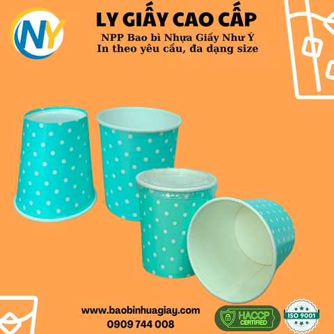 Ly giấy D61 - 4oz (mỏng) - 2PE (in 1 màu) - Chấm Bi (xanh mint)(BL) | LY GIẤY | Mã TPCP016_03_01_04 | Tổng kho phân phối đồ dùng 1 lần 1lan.vn
