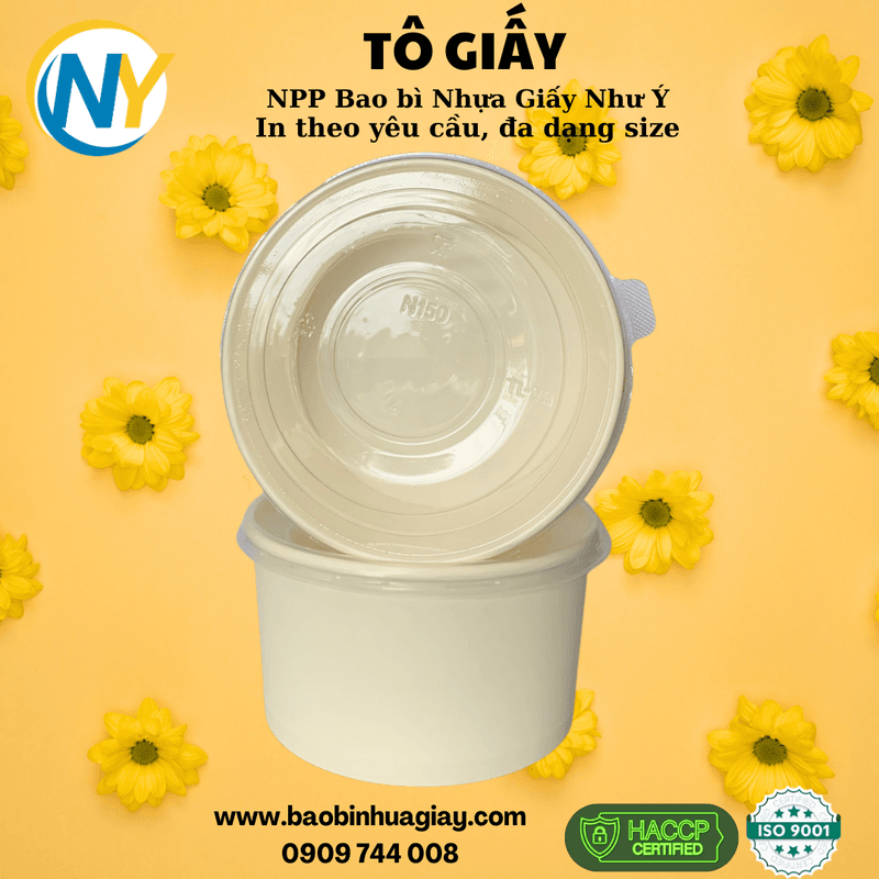 Tô giấy trắng D150 - 1000ml (1PE) (BL) - 600 cái/ thùng | TÔ GIẤY - TÔ CHÁO - TÔ PHỞ TÔ ĐỰNG MÓN NƯỚC - NẮP TÔ GIẤY | Mã TPTG011_01_01