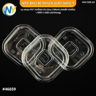 Ly nhựa PET VUÔNG 93-24oz (700ml) (NHẬP KHẨU) + NẮP  (1.000 cái/thùng) - ảnh 2