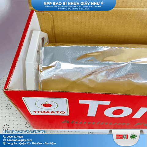 Cuộn giấy bạc nướng Tomato 5kg x ngang 45cm (4 hộp/thùng) | GIẤY BẠC | Mã HHBA010 | Tổng kho phân phối đồ dùng 1 lần 1lan.vn