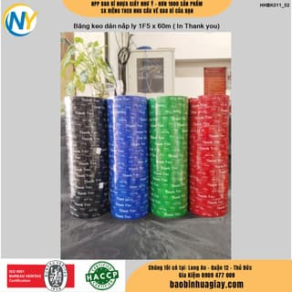 Băng keo dán nắp ly 1F5 x 60m ( In Thank you- MIX NHIỀU MẪU) (20 cuộn/cây) - ảnh 2