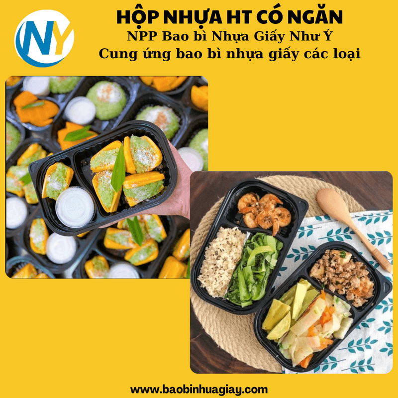 Hộp nhựa HT17-2 ngăn (PP) JB (Jadebox) (thân riêng/nắp riêng - 50 cái/lốc - 1.000 cái/thùng) | HỘP NHỰA HT - HỘP CÓ NGĂN - KHÔNG NGĂN | Mã HHHN127_02