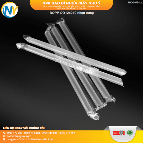 BOPP OD12x210 nhọn trong | ỐNG HÚT - ỐNG THẲNG/CONG/NHỌN - BỌC MÀNG BOPP | Mã TPOG077-12 | Tổng kho phân phối đồ dùng 1 lần 1lan.vn