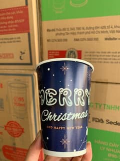 Ly giấy D90 - 14oz (2PE) (dày) (BL - in 2 màu) - Merry Christmas & Happy New Year (dương, cam)(IGC) - ảnh 2