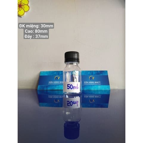 Chai nhựa nắp tròn - dung tích 50ml nắp đen (500 chai/bao) | HŨ NHỰA - CHAI NHỰA | Mã HHCI027_01 | Tổng kho phân phối đồ dùng 1 lần 1lan.vn