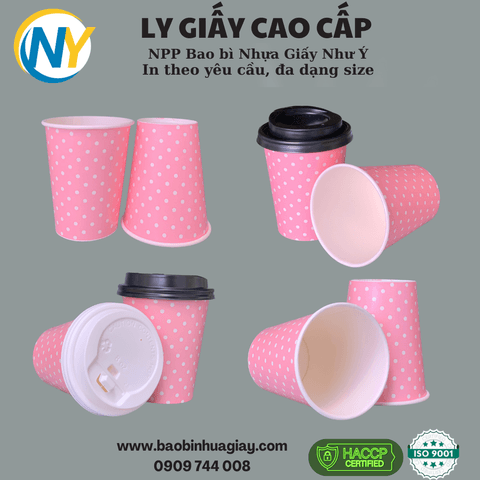 Ly giấy D80 - 8oz - 2PE (in 1 màu) - Chấm Bi (hồng)(BL) | LY GIẤY | Mã TPCP014_03_01_01 | Tổng kho phân phối đồ dùng 1 lần 1lan.vn