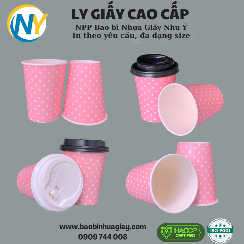 Ly giấy D80 - 8oz - 2PE (in 1 màu) - Chấm Bi (hồng)(BL) | LY GIẤY | Mã TPCP014_03_01_01