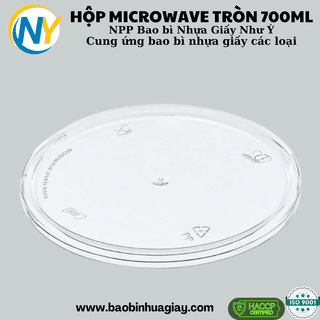 Hộp nhựa tròn microwave 700ml (trong - 10 bộ) (BK vàng) - ảnh 1