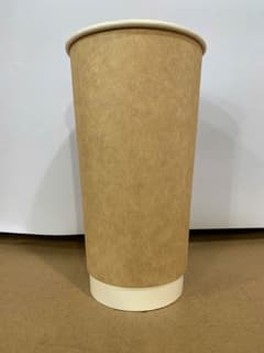 Ly giấy 2 LỚP D90 - 20/ 22oz (~630ml) (2PE-260) Trắng/ ỐP NGOÀI KRAFT NÂU (20 cái/ túi, 25 túi/ thùng) - ảnh 1