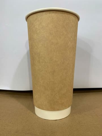 Ly giấy 2 LỚP D90 - 20/ 22oz (~630ml) (2PE-260) Trắng/ ỐP NGOÀI KRAFT NÂU (20 cái/ túi, 25 túi/ thùng) | LY GIẤY | Mã TPCP043_01_02 | Tổng kho phân phối đồ dùng 1 lần 1lan.vn