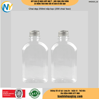 Chai dẹp 250ml nắp bạc (200 chai/ bao) - ảnh 1