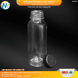 Chai tròn 330ml nắp đen phi D38 (200chai/bao) (miệng rộng) - ảnh 3