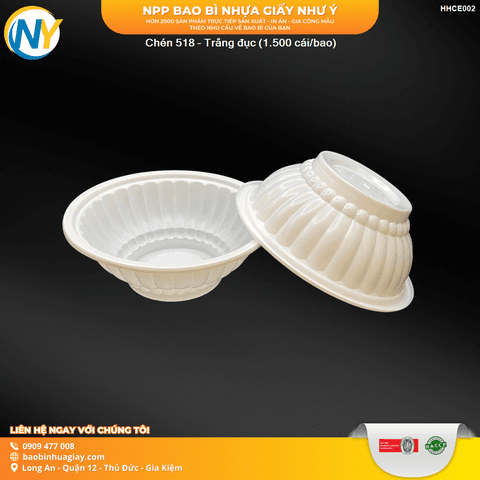 Chén 518 (THH) - Trắng đục (1.500 cái/bao) | CHÉN NHỰA | Mã HHCE002 | Tổng kho phân phối đồ dùng 1 lần 1lan.vn