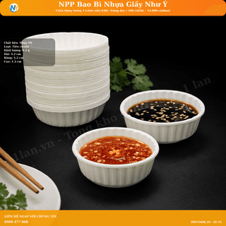 Chén đựng tương 3 (chén nhỏ-430)- Trắng đục ( 100 cái/lốc - 14.000 cái/bao) - ảnh 2