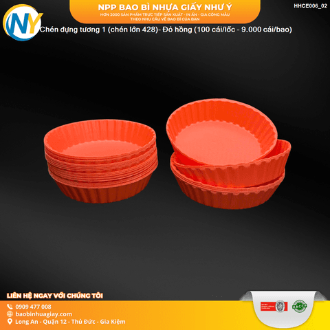 Chén đựng tương 1 (chén lớn 428)- Đỏ hồng (100 cái/lốc - 9.000 cái/bao) | HỘP SỐT - HŨ ĐỰNG TOPPING - HŨ TƯƠNG - CHÉN TƯƠNG | Mã HHCE006_02 | Tổng kho phân phối đồ dùng 1 lần 1lan.vn