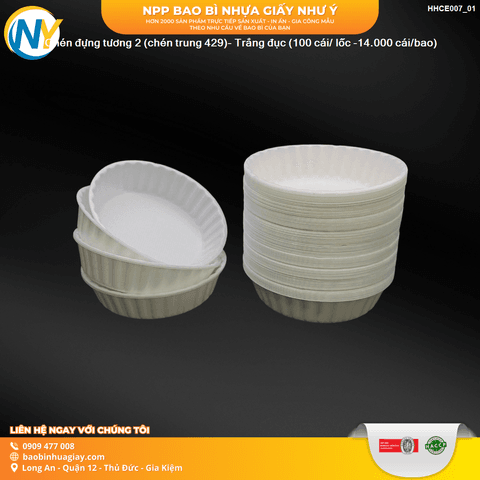 Chén đựng tương 2 (chén trung 429)- Trắng đục (100 cái/ lốc -14.000 cái/bao) | HỘP SỐT - HŨ ĐỰNG TOPPING - HŨ TƯƠNG - CHÉN TƯƠNG | Mã HHCE007_01 | Tổng kho phân phối đồ dùng 1 lần 1lan.vn