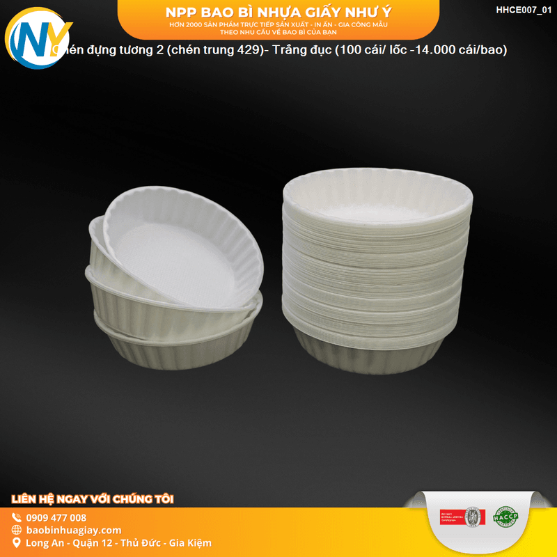 Chén đựng tương 2 (chén trung 429)- Trắng đục (100 cái/ lốc -14.000 cái/bao) | HỘP SỐT - HŨ ĐỰNG TOPPING - HŨ TƯƠNG - CHÉN TƯƠNG | Mã HHCE007_01