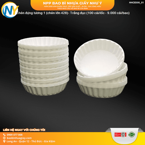 Chén đựng tương 1 (chén lớn 428)- Trắng đục (100 cái/lốc - 9.000 cái/bao) | HỘP SỐT - HŨ ĐỰNG TOPPING - HŨ TƯƠNG - CHÉN TƯƠNG | Mã HHCE006_01 | Tổng kho phân phối đồ dùng 1 lần 1lan.vn