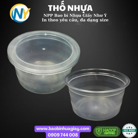 Thố nhựa cứng 450ml (Thố M) (VP) (tem đỏ)  (100 cái/bao - 500 cái/kiện) | HỘP NHỰA, TÔ/THỐ NHỰA VUÔNG/TRÒN - HỘP MICROWAVE | Mã HHTH009 | Tổng kho phân phối đồ dùng 1 lần 1lan.vn