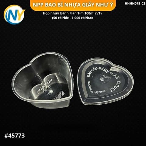 Hộp nhựa bánh Flan Tim 100ml (VT) (50 cái/lốc - 1.000 cái/bao) | HỘP SỐT - HŨ ĐỰNG TOPPING - HŨ TƯƠNG - CHÉN TƯƠNG | Mã HHHN075_03 | Tổng kho phân phối đồ dùng 1 lần 1lan.vn