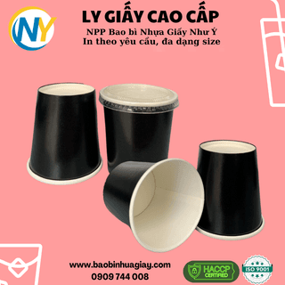 Ly giấy D61 - 4oz (mỏng) - 2PE (in 1 màu) - Full nền (đen)(BL) - ảnh 1