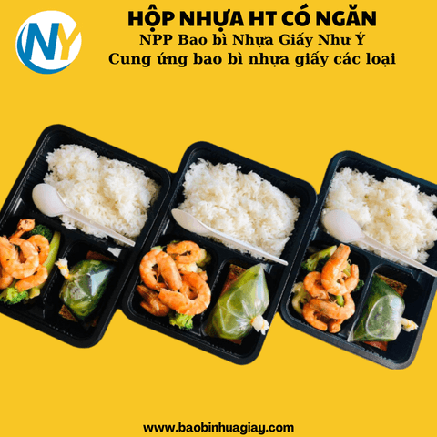 Hộp Nhựa 3 ngăn JB88_JB (T.PP/N.PET) (50 bộ/lốc, 6 lốc/thùng) | HỘP NHỰA HT - HỘP CÓ NGĂN - KHÔNG NGĂN | Mã HHHN132_02 | Tổng kho phân phối đồ dùng 1 lần 1lan.vn