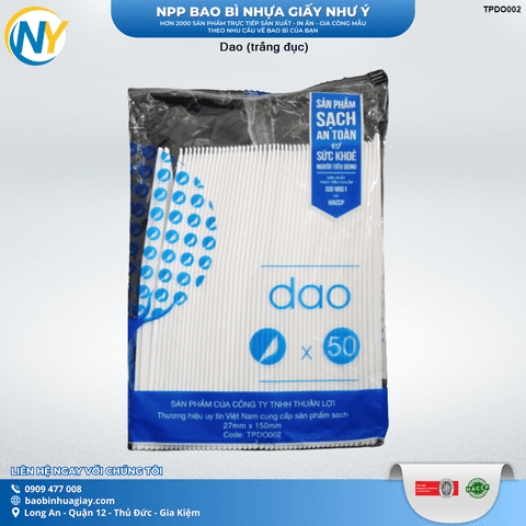 Dao (trắng đục) | ĐŨA - MUỖNG - DAO - NĨA - XIÊN - TĂM - COMBO Muỗng | Mã TPDO002 | Tổng kho phân phối đồ dùng 1 lần 1lan.vn
