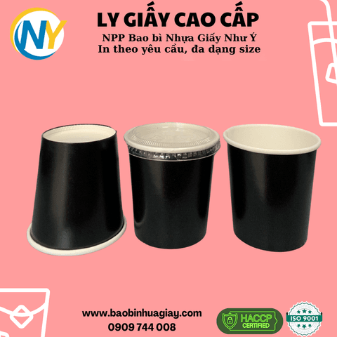 Ly giấy D61 - 4oz (mỏng) (1PE) (in 1 màu) - Full nền (đen)(BL) | LY GIẤY | Mã TPCP016_03_01_07 | Tổng kho phân phối đồ dùng 1 lần 1lan.vn